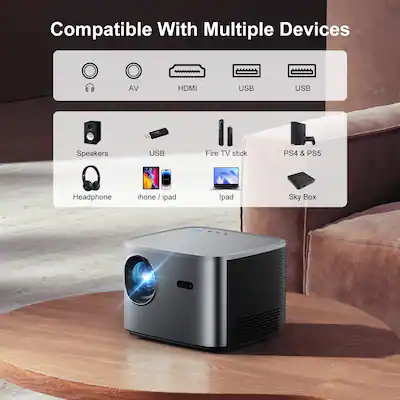 Groview Native 1080p Projector with Auto Focus Correction and 4K Groview Native 1080p Projector with Auto Focus Correction and 4K