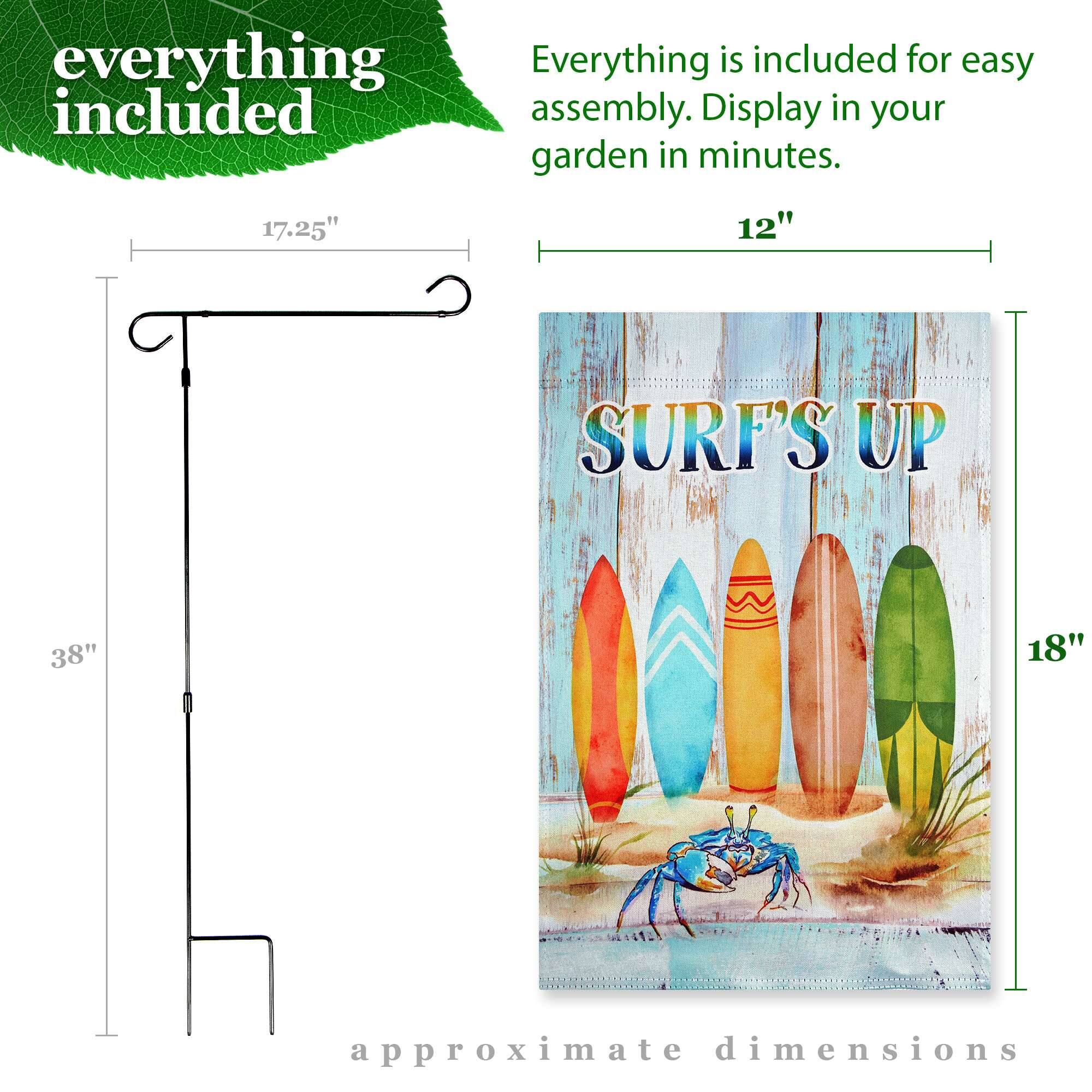 everything included

Everything is included for easy assembly. Display in your garden in minutes.

17.25"
12"
38"
18"

approximate dimensions