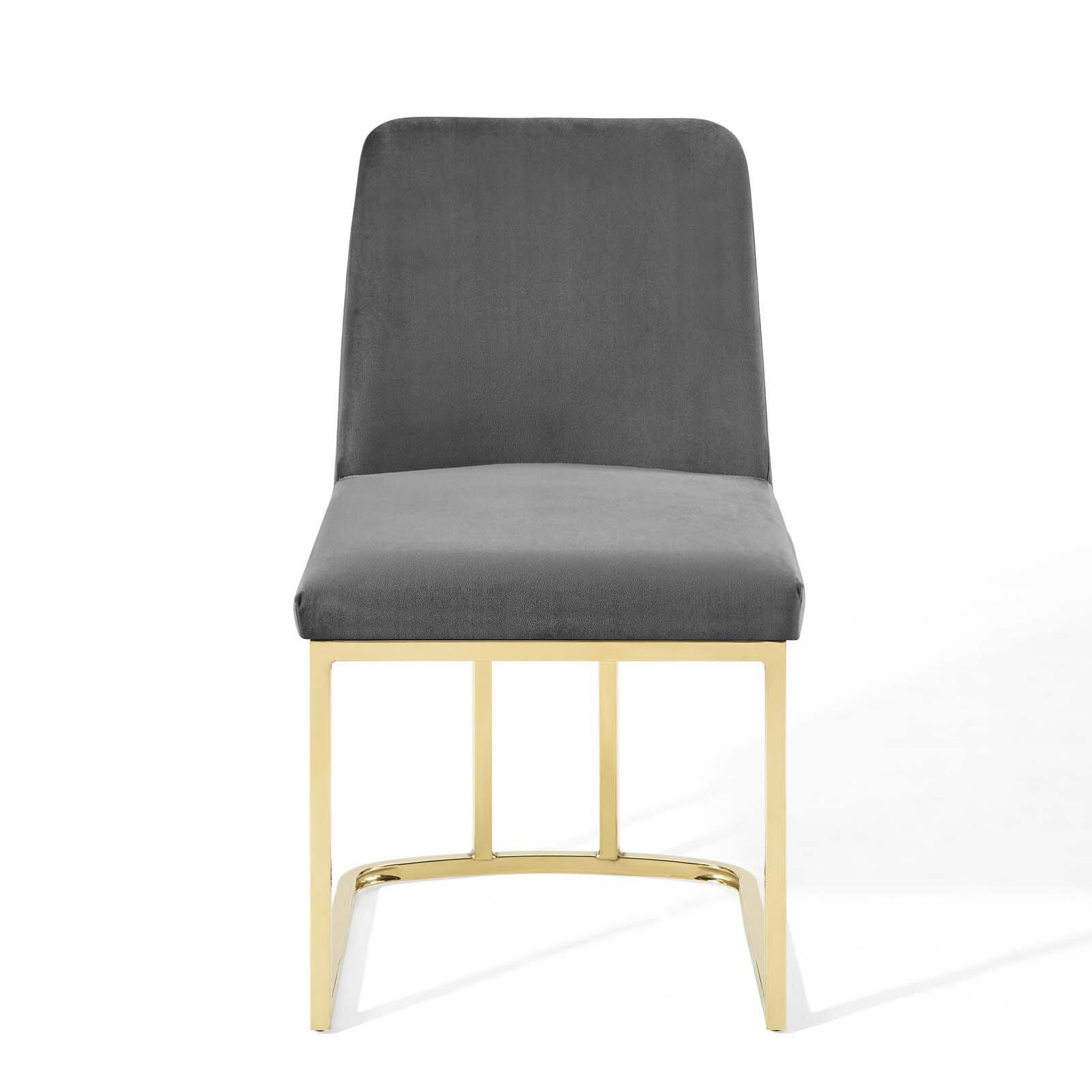Alt View 4. Modway - Amplify Sled Base Performance Velvet Dining Side Chair by Modway - Gold Gray.