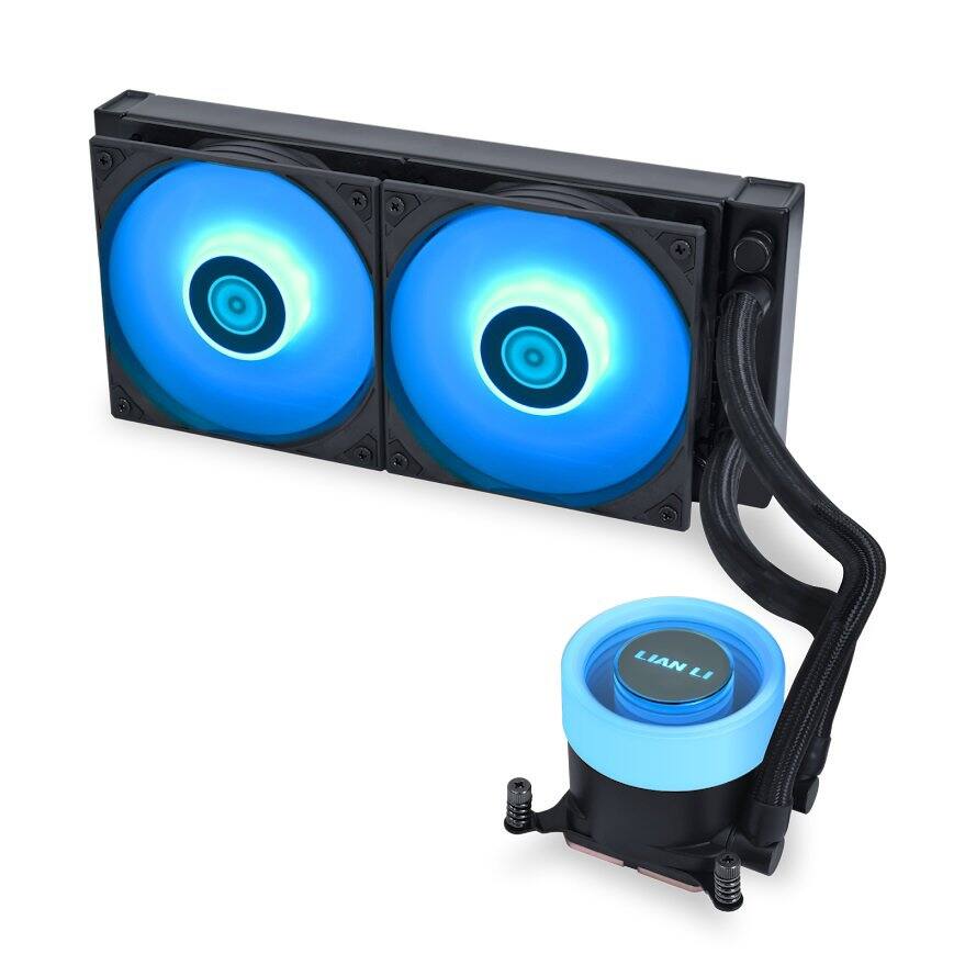 Angle. Lian Li - Lian Li Galahad II Lite 240mm AIO CPU Cooler, RGB Fans, ARGB Pump, Low Noise, Switchable Lid (GA2L24RB) - RGB.