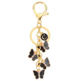 Unique Bargains - Butterfly Initial Letter Keychain, Alphabet C Metal Keyring, Cute Car Keys Holder Charm for Women Gift - Black