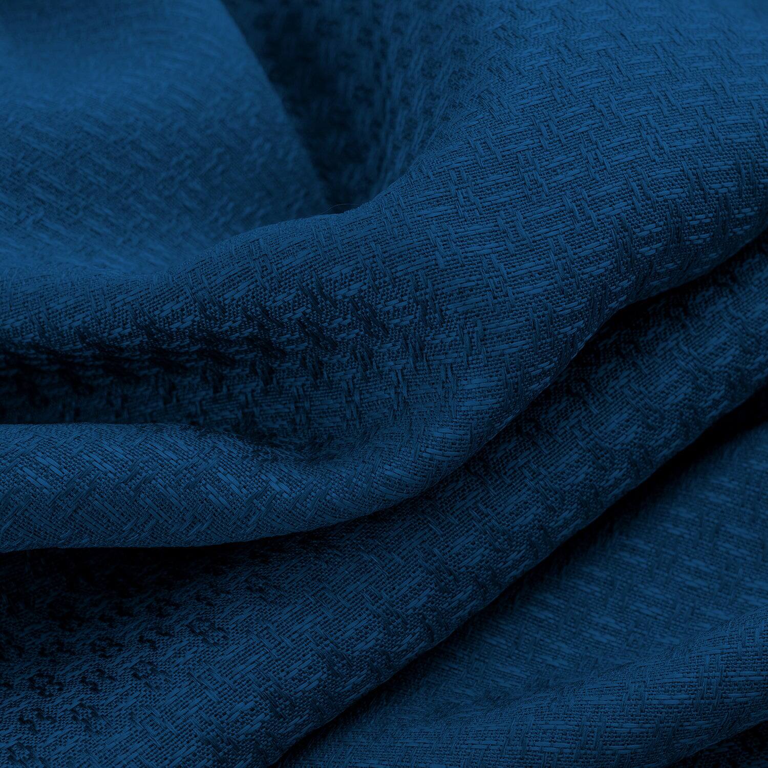 Left. Olivia Gray - Olivia Gray 100% Polyester 250 GSM Basket Weave Ian Luxury Jacquard Blackout Grommet Curtain Panel 54" x 84" Blue - Blue.