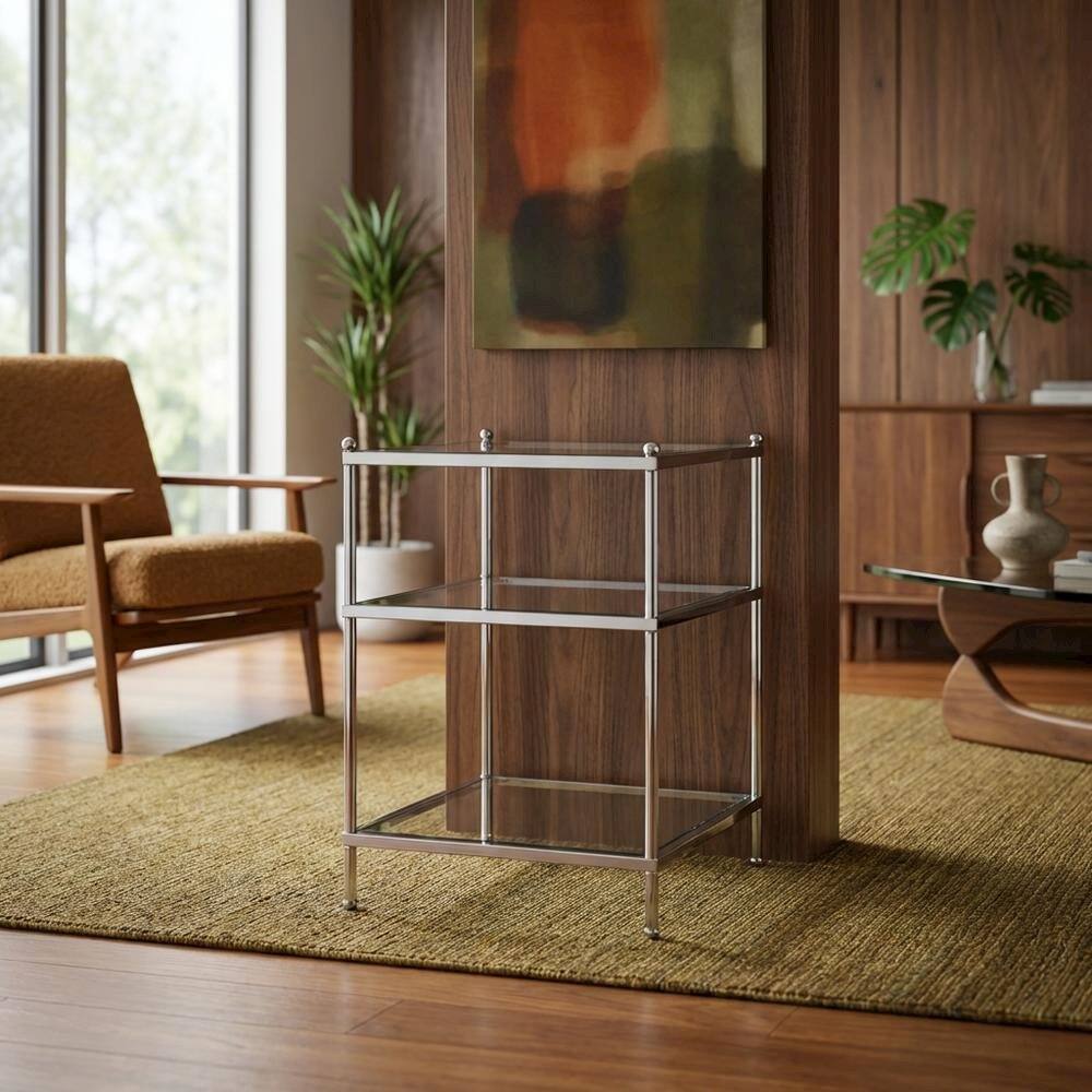 Alt View 1. FurniFact - End Table with Modern Design and Durable Construction - Clear.