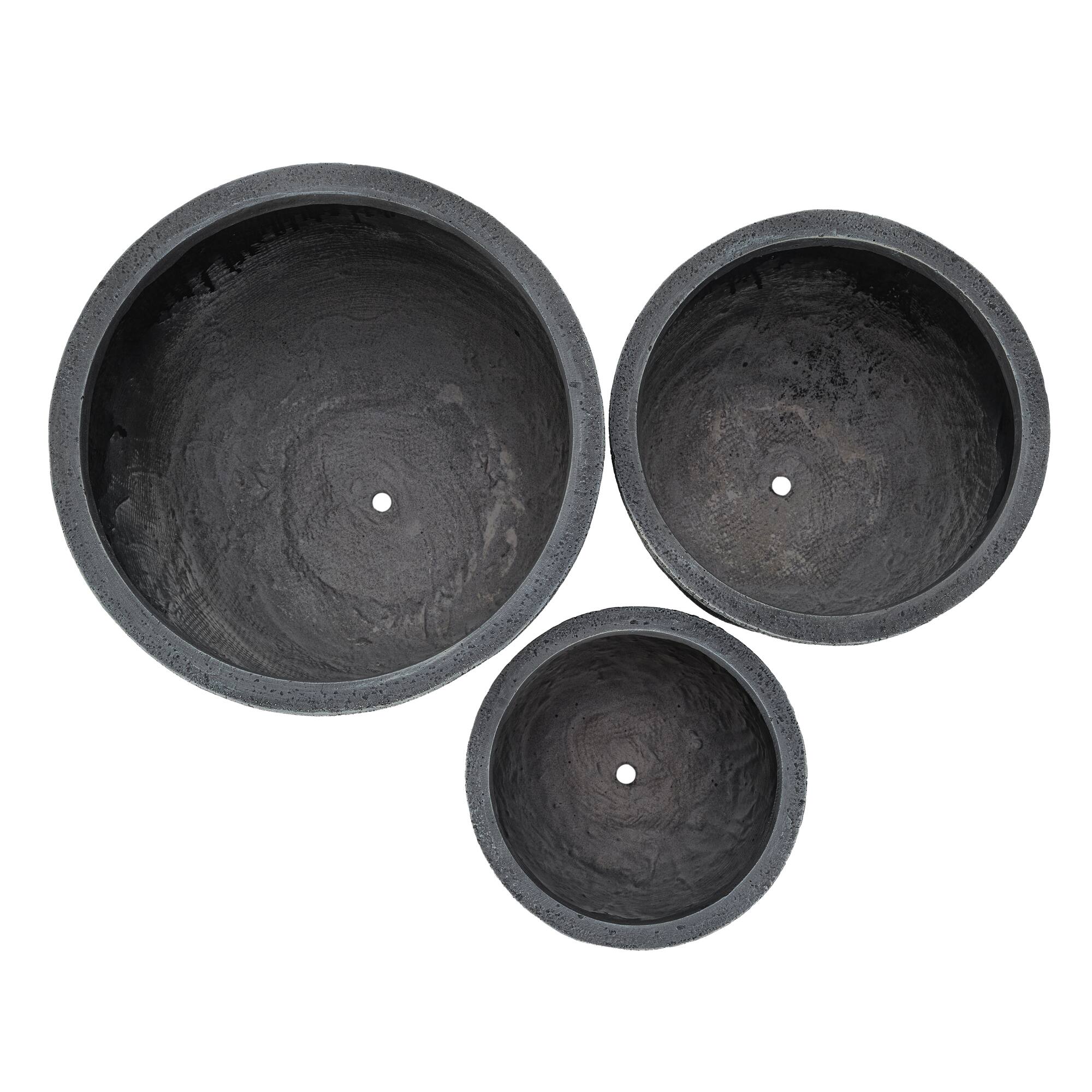 Alt View 4. Mondawe - MGO Round Stackable Planter Set with Drainage Holes and Rubber Plug,-3 Sizes (16.93"/3.78"/11.02") - Gray.