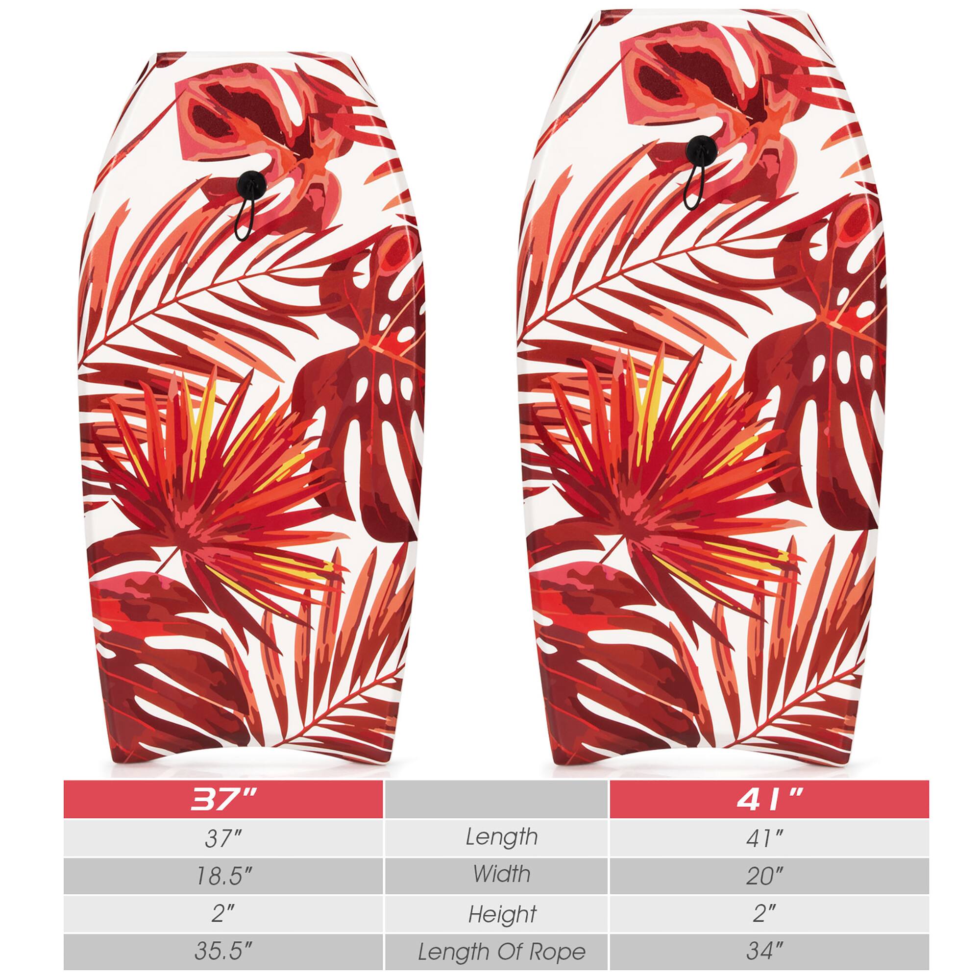 37"  
37"  
18.5"  
2"  
35.5"  
Length  
Width  
Height  
Length Of Rope  

41"  
41"  
20"  
2"  
34"