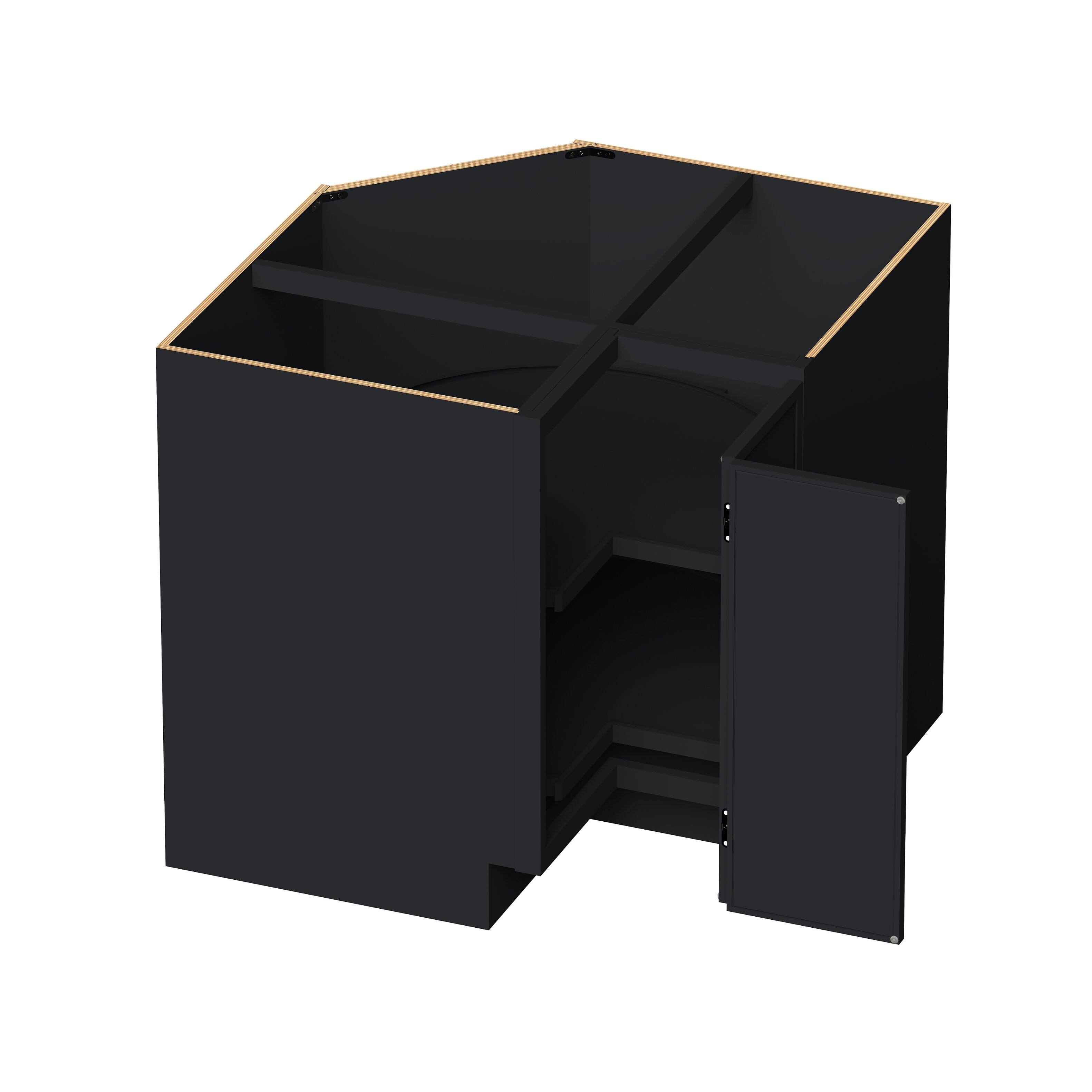 Angle. Boyel Living - 36-in W x 34.5-in H x 24-in D Shaker RTA Kitchen Lazy Susan Corner Base Cabinet with Soft-Close - Black.