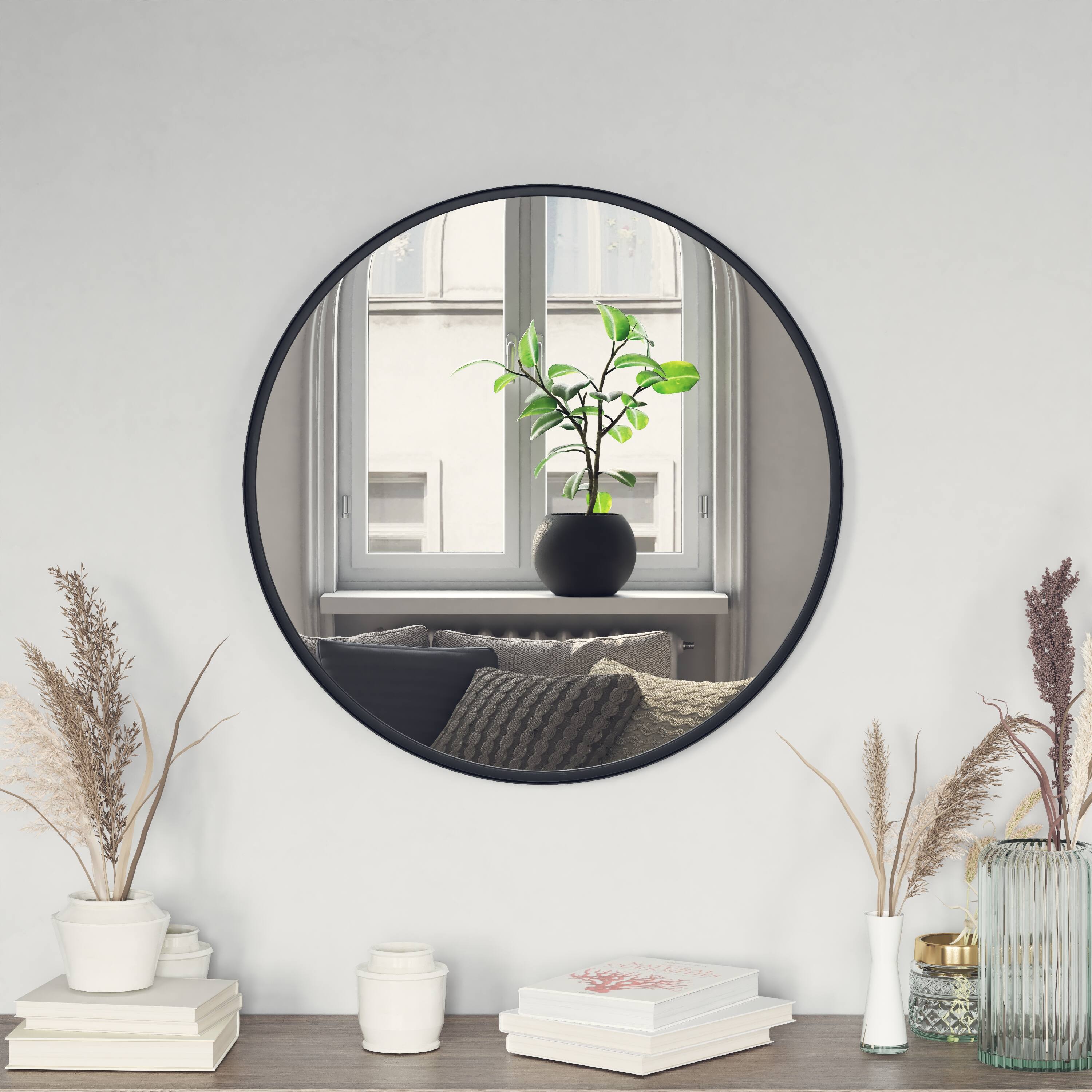 Alt View 4. Emma + Oliver - Edirne Wall Mirror with Metal Frame and Silver Backed Glass for Clarity for Entryways, Bathrooms & More - Black.