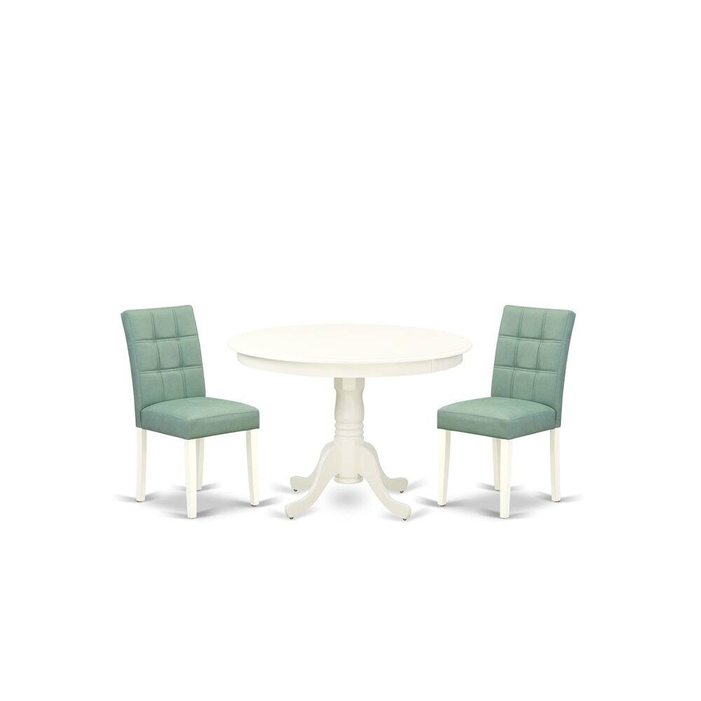 Alt View 4. East West Furniture - 3 Piece Dinner Table Set - White.