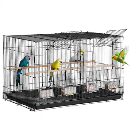 Front. VEVOR - 30-inch Flight Bird Cage, Stackable Divided Small Parakeet Cage for Parrots Cockatiels Macaws Pet Travel Birdcage.