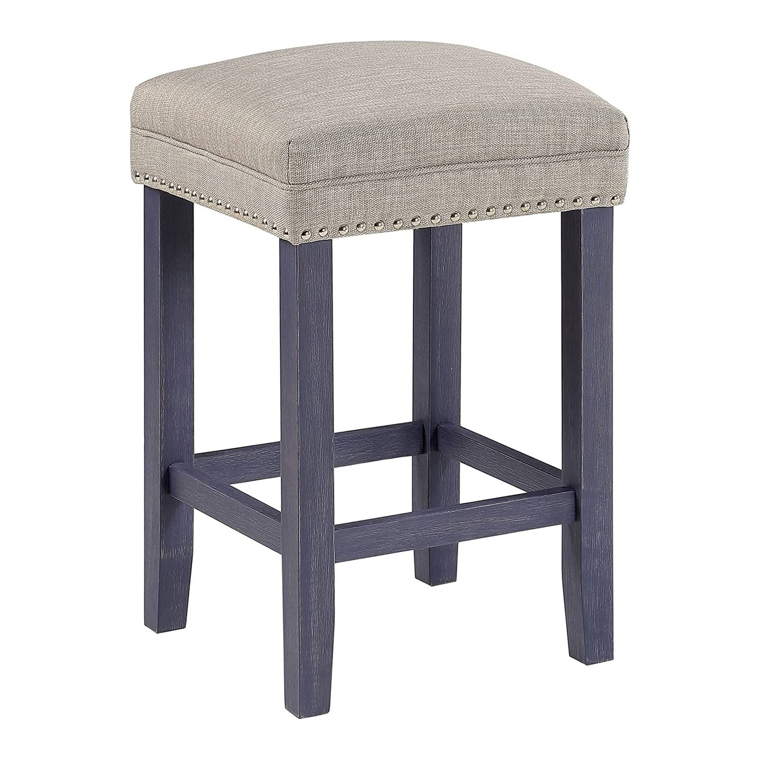 Alt View 2. Manhattan Lane - Eala 4 Piece Counter Height Table and Stool Set, Blue Wood, Gray Fabric - Antique Blue, Gray.