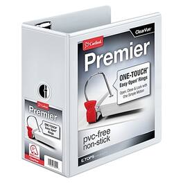 Cardinal - Premier ClearVue 5" 3-Ring View Binders, D-Ring - White