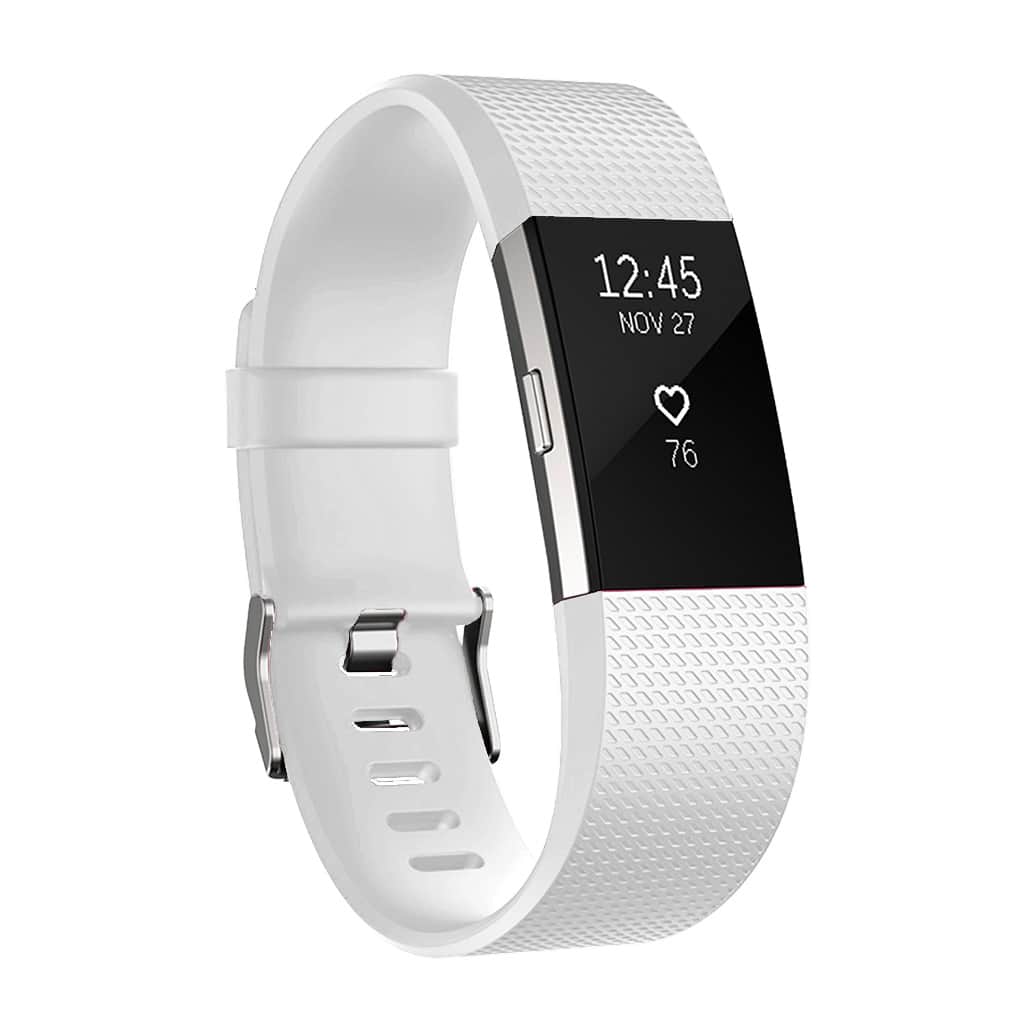 StrapsCo - Active Band Silicone Rubber Watch Strap For Fitbit Charge 2 (Short-Medium) - White