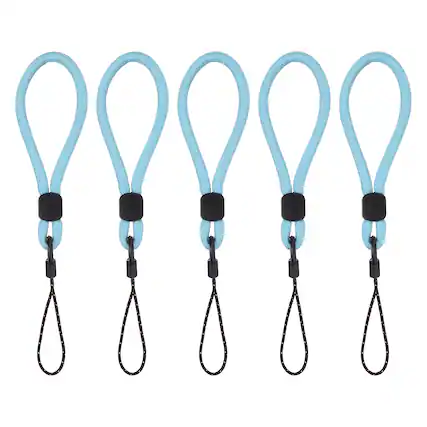 Front. Unique Bargains - 5pcs Phone Lanyards Finger Strap, Short Anti-loss Hanging Rope for Phone, Key, Flashlight, USB Badge - Blue.