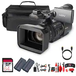 Sony - HDR-FX1000E PAL HDV Handycam – 3-CMOS HD Video, 20x Optical Zoom, Pro-Style Controls for Events Bundle