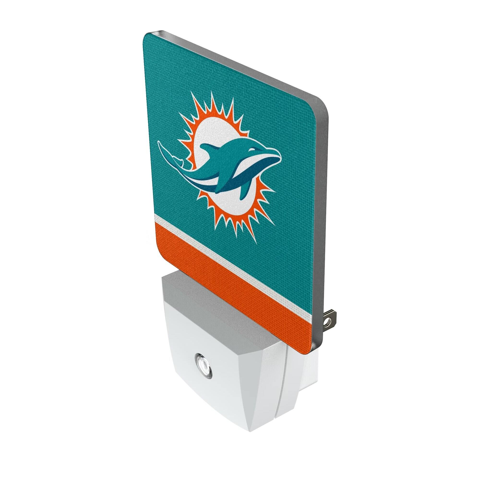 Alt View 1. Keyscaper - Miami Dolphins Stripe Design Nightlight 2-Pack - Multicolor.