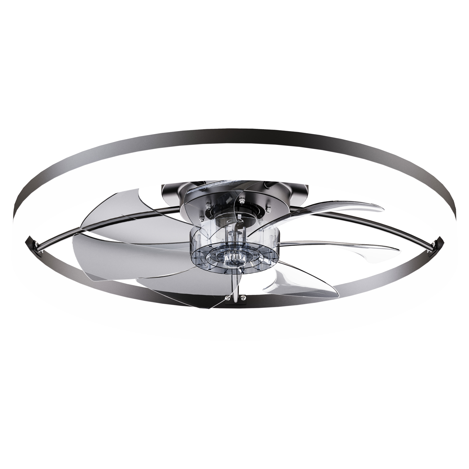 Alt View 5. Loheer - Loheer Ceiling Fan with Light, 23.6 Inch Flush Mount Smart Ceiling Fan, Remote and App Control, Black.