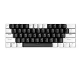 Loheer - 60% Mechanical Gaming Keyboard - Wired RGB Red Switch Compact 61-Key Mini Keyboard for PC & Mac - White/Black