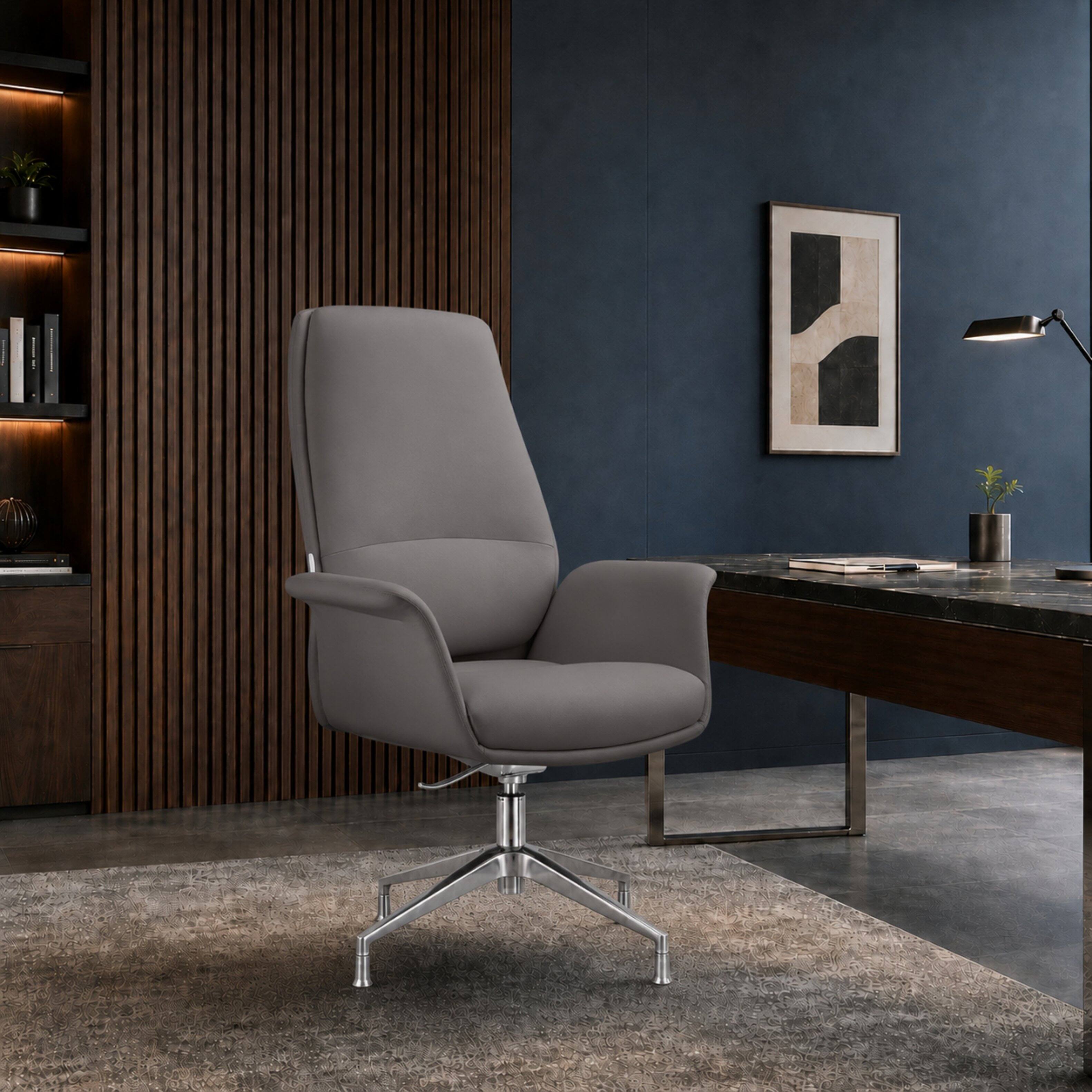 Alt View 7. LeisureMod - Summit Ergonomic Office Chair, High Back Executive Desk Chair, Adjustable Height, Swivel, for Home Office and Work Use - Grey.