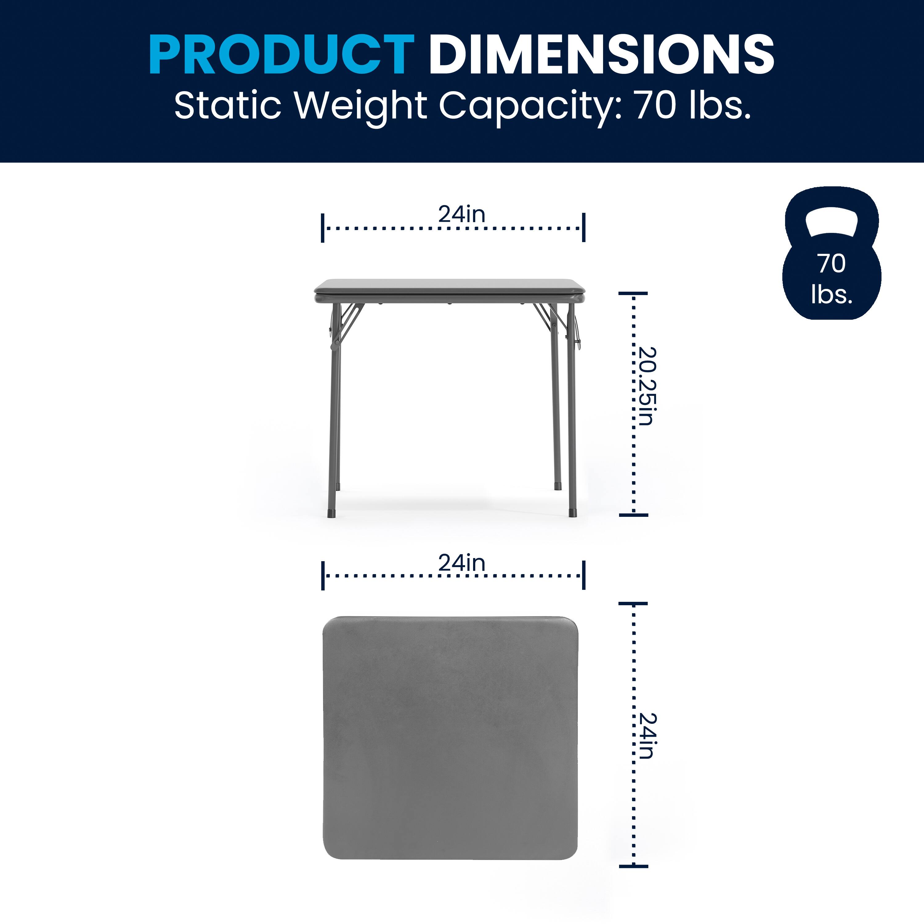 PRODUCT DIMENSIONS  
Static Weight Capacity: 70 lbs.  
24in x 20.25in  
70 lbs.  
24in x 24in