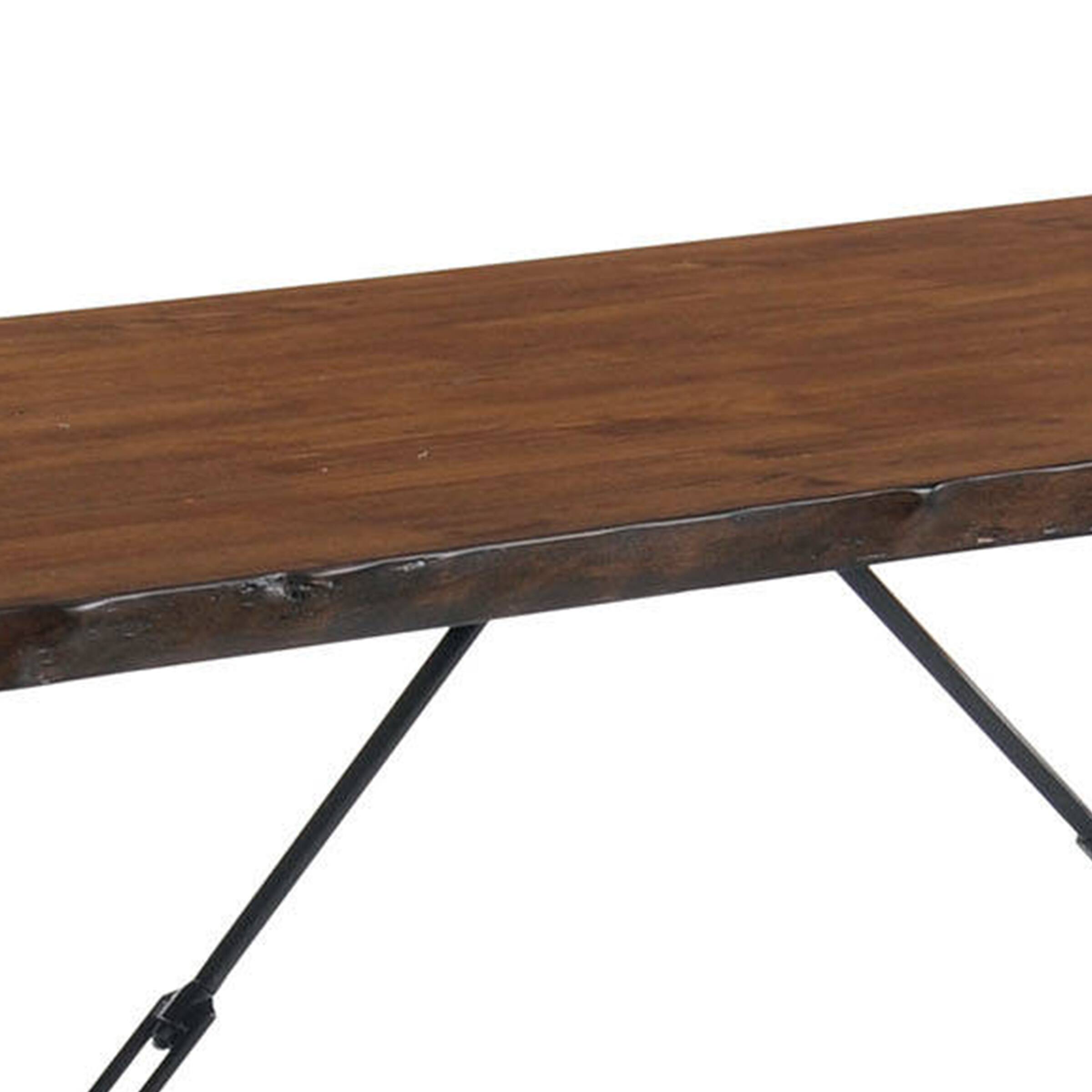 Alt View 1. Manhattan Lane - Industrial Wooden Dining Table with U Shaped Base, Brown and Black - Brown and Black.
