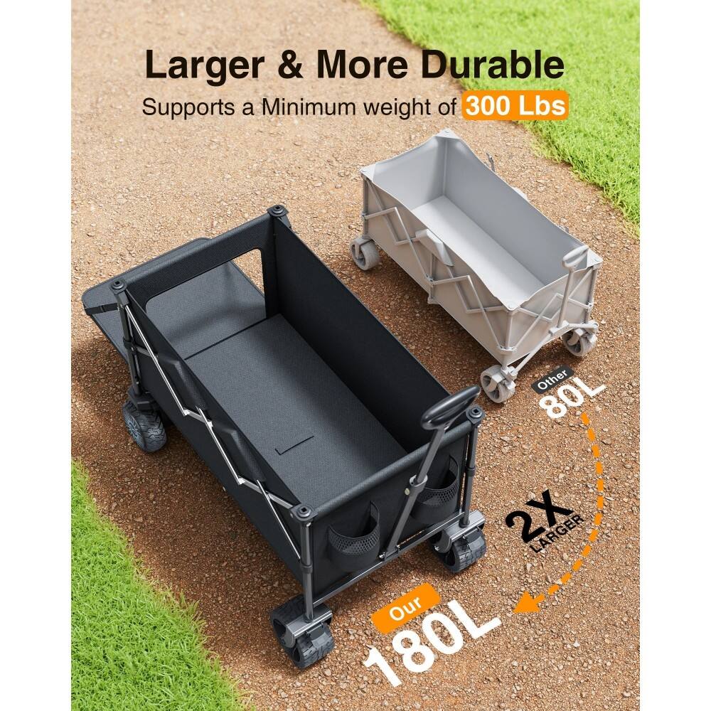 Larger & More Durable  
Supports a Minimum weight of 300 Lbs  

Our 180L  
2X LARGER  

Other 80L