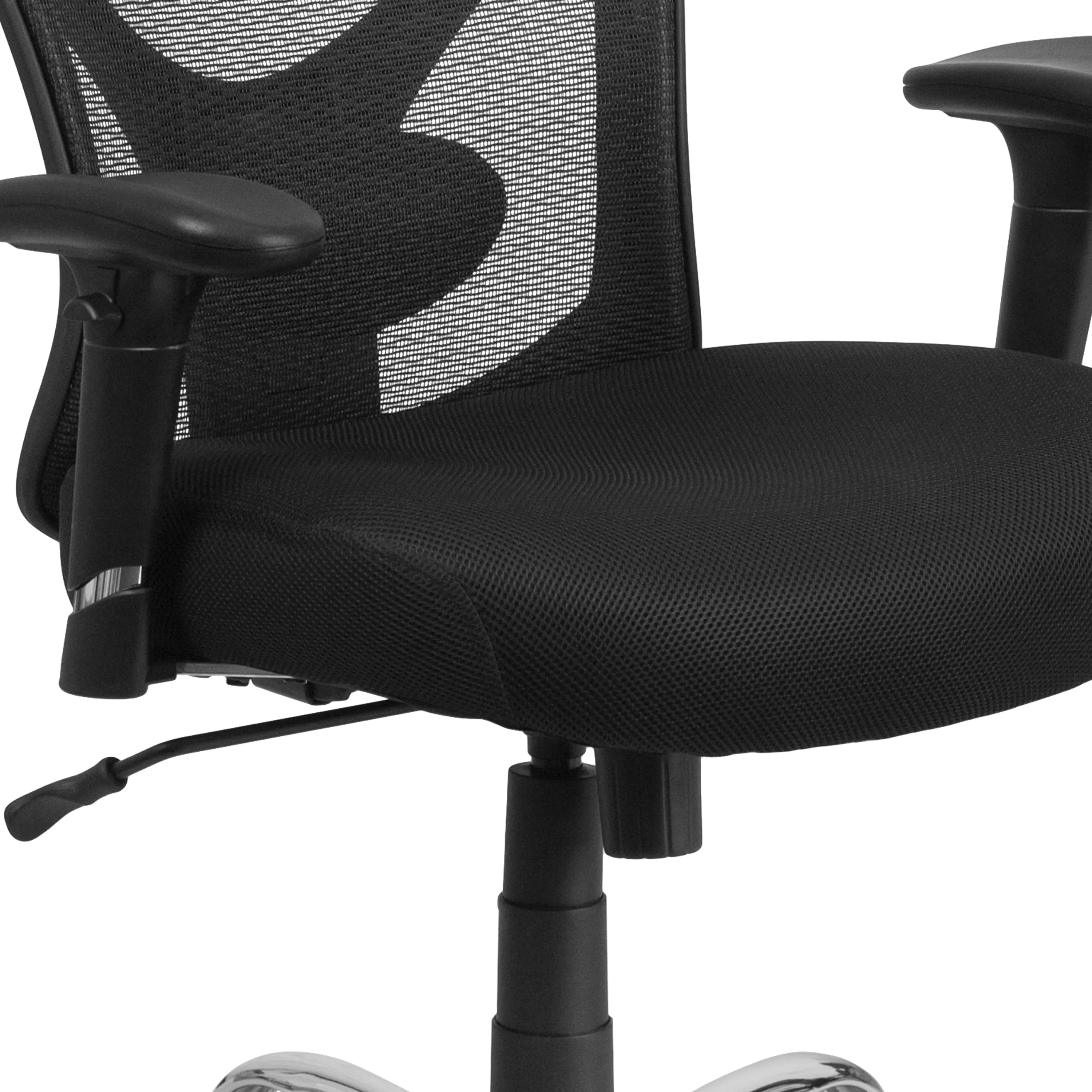 Alt View 9. Emma + Oliver - Big & Tall 400 lb. Rated Mesh Swivel Ergonomic Task Office Chair with Height Adjustable Back and Arms - Black.