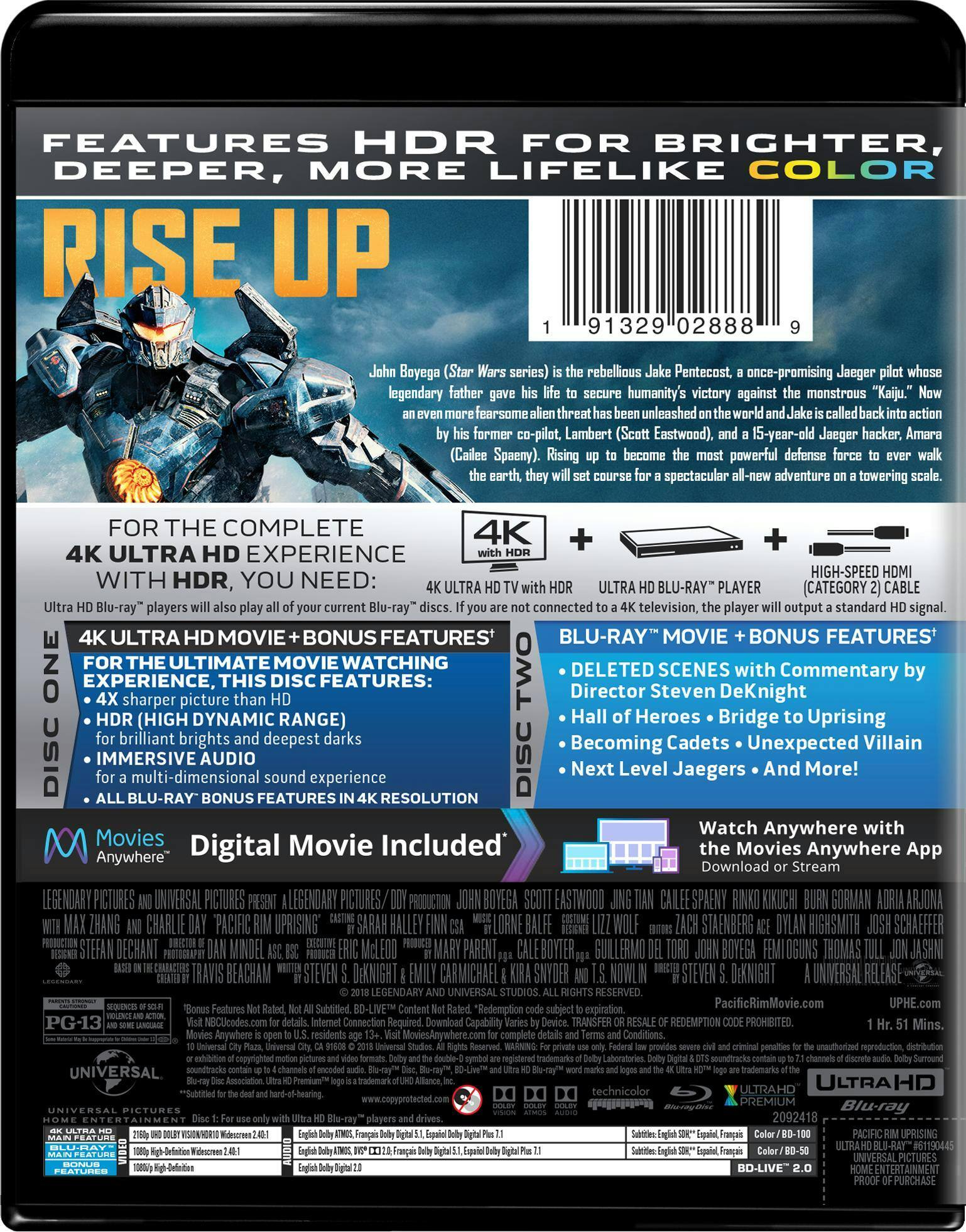Back. Pacific Rim Uprising   - 4K Blu-Ray.