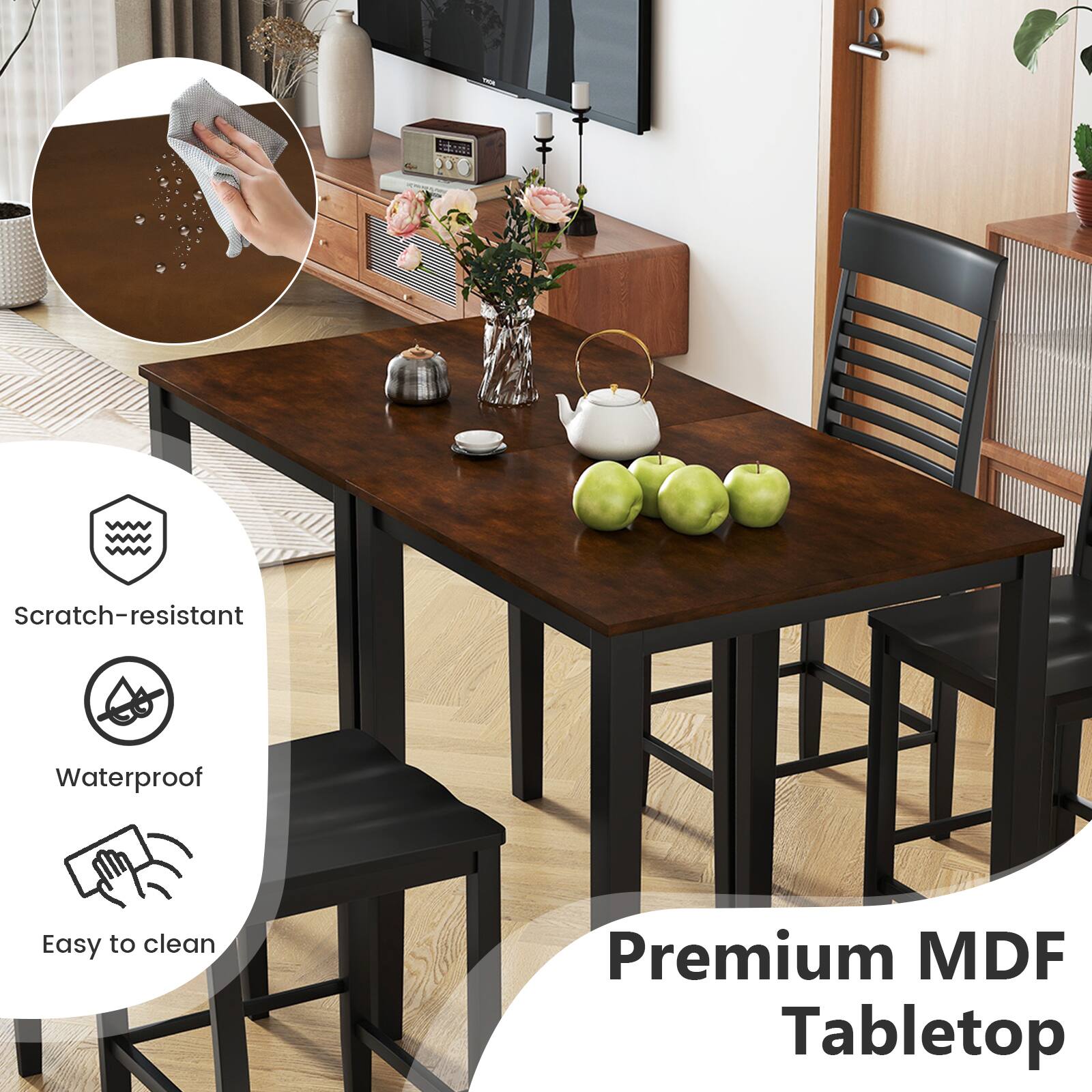 Scratch-resistant  
Waterproof  
Easy to clean  
Premium MDF Tabletop