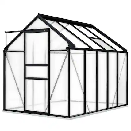 Front. vidaXL - vidaXL Greenhouse Anthracite and transparent Aluminum and polycarbonate - Anthracite.