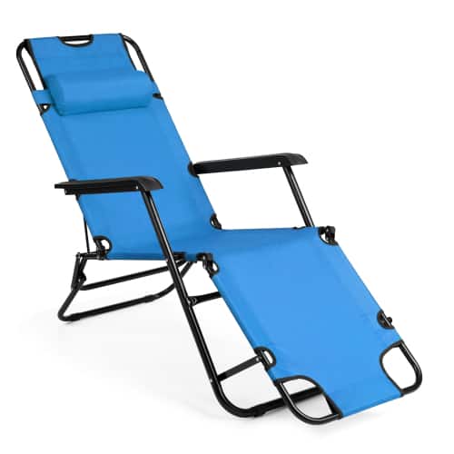 Winado - Folding Lounge Camping Reclining Chair with Removable Pillow, Potable Zero Gravity Chair for Outdoor Indoor Balconies - Blue