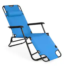 Winado - Folding Lounge Camping Reclining Chair with Removable Pillow, Potable Zero Gravity Chair for Outdoor Indoor Balconies - Blue