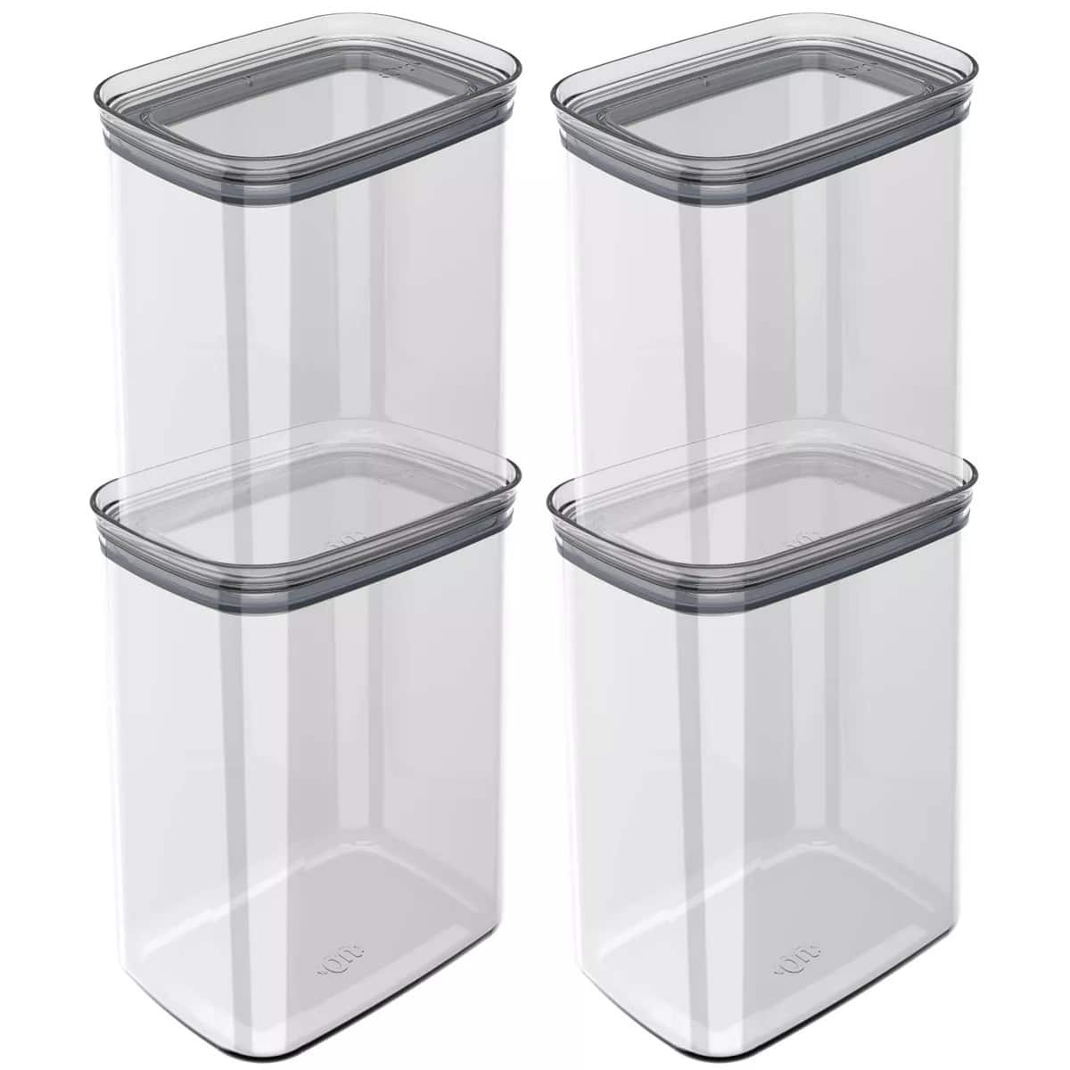 OU - Airtight Food Storage Container 8pc (set of 4) BPA Free Plastic Storage Container, Stackable - Clear