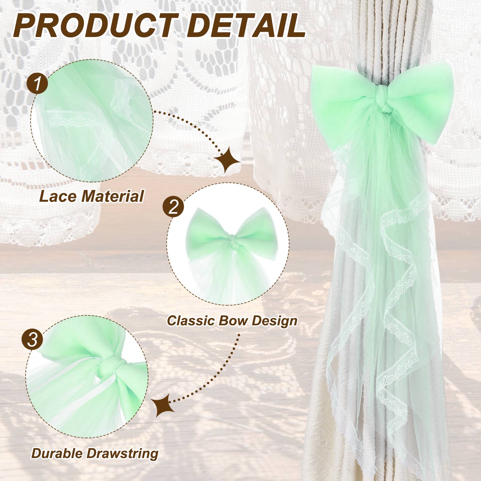 PRODUCT DETAIL

1. Lace Material
2. Classic Bow Design
3. Durable Drawstring