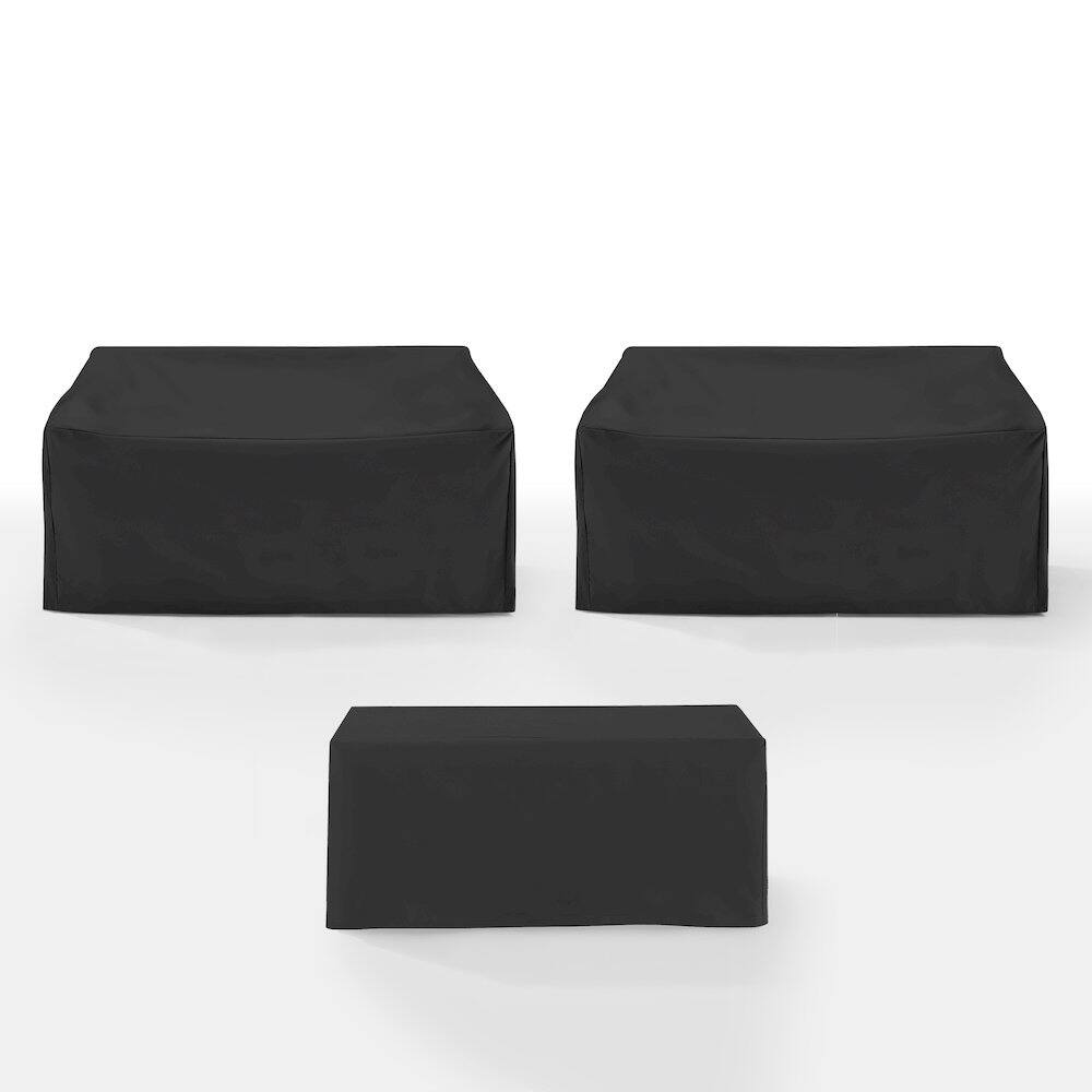 Angle. Crosley Furniture - 3Pc Outdoor Furniture Cover Set - 2 Loveseats & 1 Coffee Table - Black.