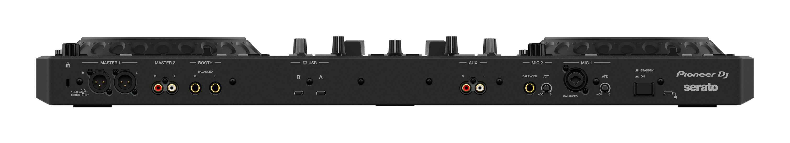 1. MASTER 1
2. MASTER 2
3. BOOTH
4. AUX
5. MIC 2
6. MIC 1
7. USB
8. Pioneer DJ serato