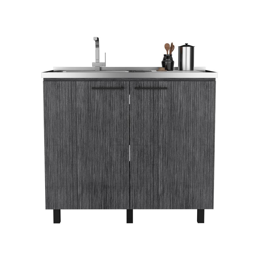 Alt View 6. Treevol Furniture - Utility Sink Cabinet,Sink Cabinet, Burwood, Smoky Oak - Gray.