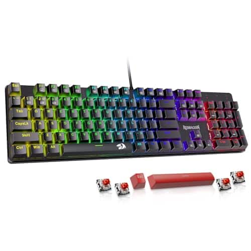 Stamp n Camp - Mechanical Gaming Wired 11 Backlit Modes Hot-swappable Red Anti-ghosting Double-shot Pbt Keycaps Light Up For Pc - RGB LED
