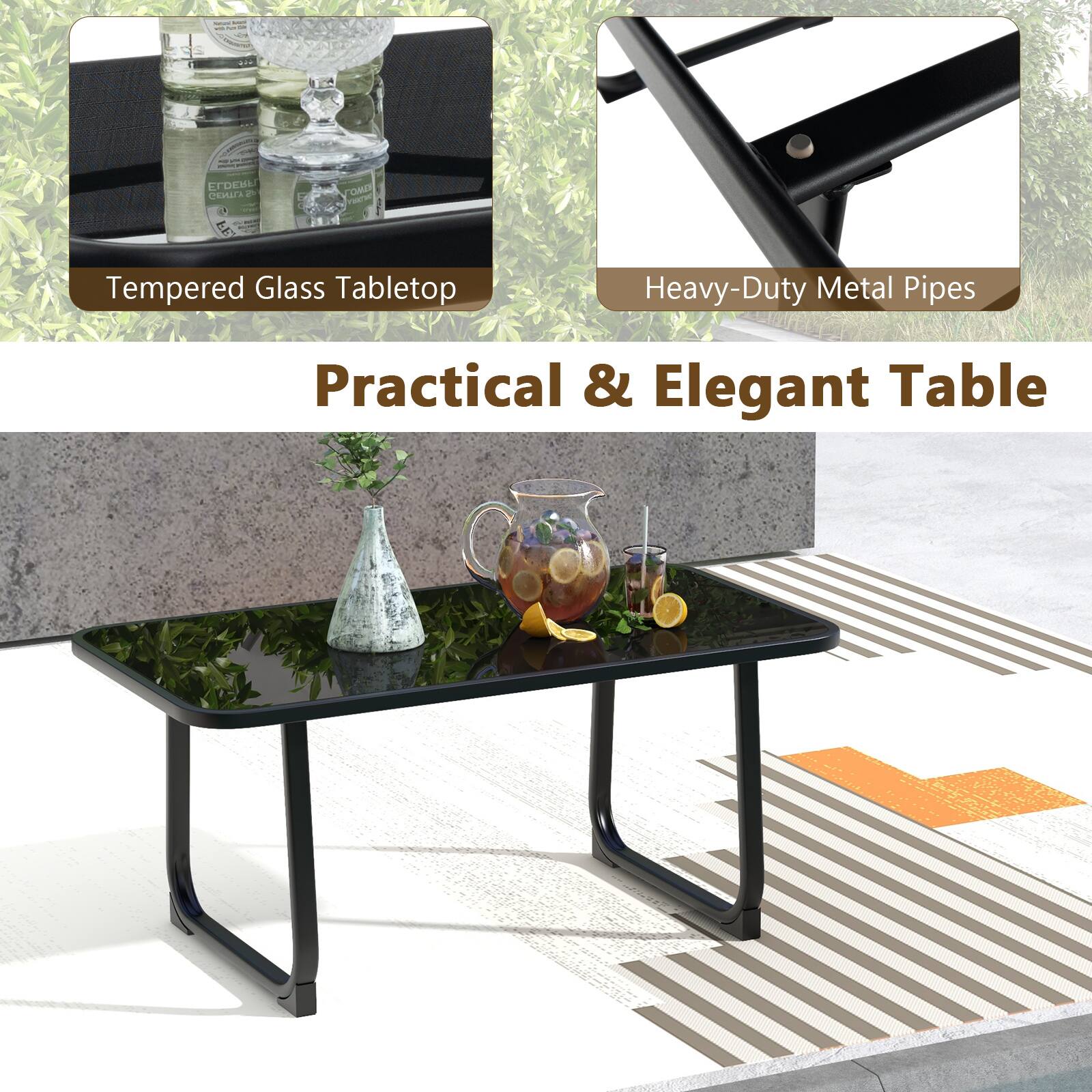 ETDEME A e FE CH uarn Tempered Glass Tabletop Heavy-Duty Metal Pipes Practical & Elegant Table