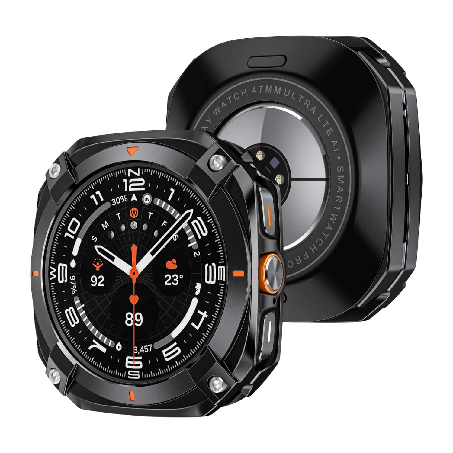 Stock Preferred - Metal Case for Samsung Galaxy Watch Ultra 47mm - Black Orange