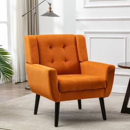 GOODSILO - Luxury Velvet Upholstered Accent Chair with Ergonomic Design for Living Room and Bedroom Comfort - Orange