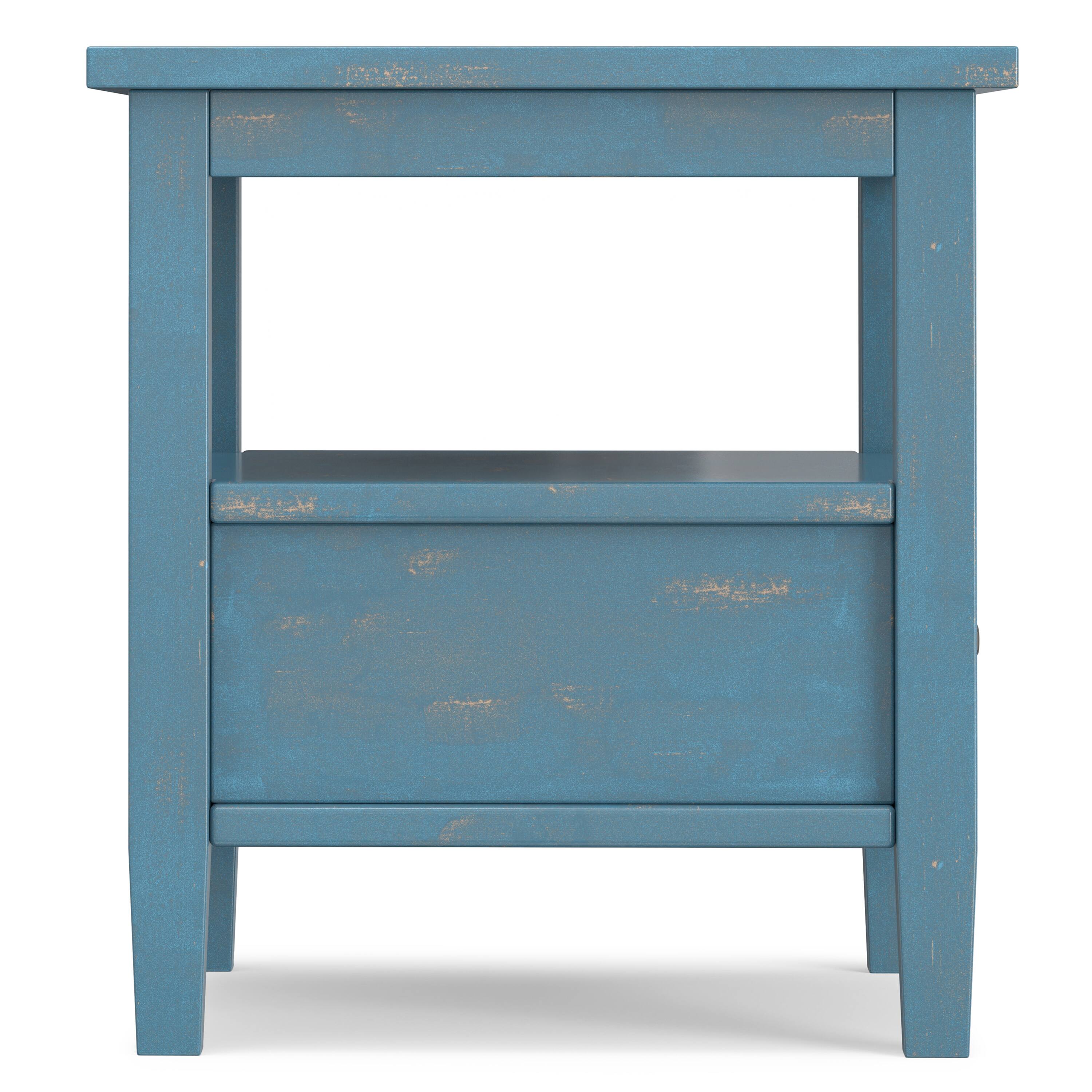 Alt View 3. Simpli Home - Warm Shaker Solid Wood 20 inch Wide Transitional End Table in Distressed Coastal Blue - Distressed Coastal Blue.