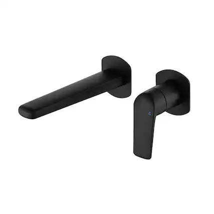 Front. Boyel Living - Matte Black Wall Mounted Bathroom Faucet Solid Brass Single Handle - Matte Black.