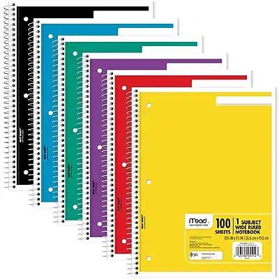 Mead Spiral 1 Subject Notebook, 8