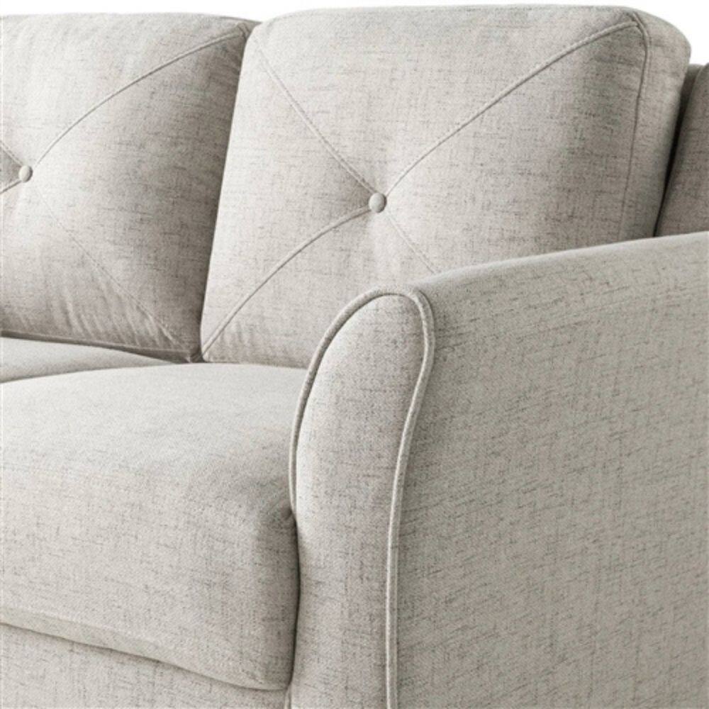 Left. Hivvago - Modern Upholstered Loveseat Sofa in Cream Microfiber with Button Tufted Cushions - Cream.