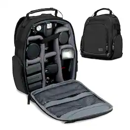 USA Gear - Camera Backpack w/ Customizable Accessory Dividers and Weather Resistant Bottom