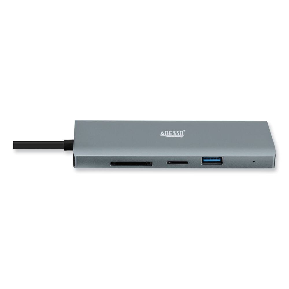 Angle. Adesso - Adesso 9-in-1 USB-C Multi-Port Docking Station (TAA Compliant) - Expand your laptop's connection port with this USB - Gray/Black.