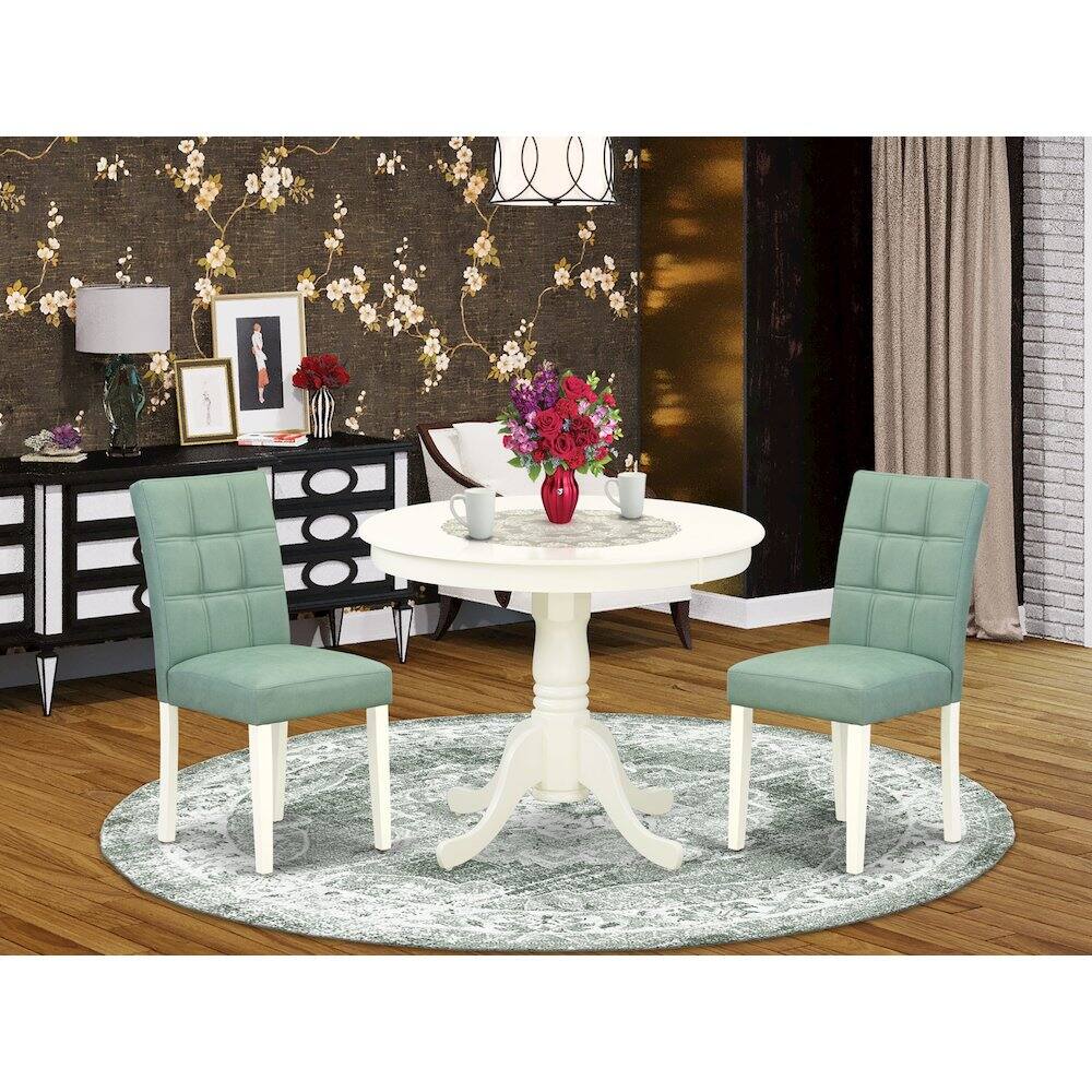 Alt View 7. East West Furniture - 3 Piece Dining Table Set consists A Dinner Table - White.