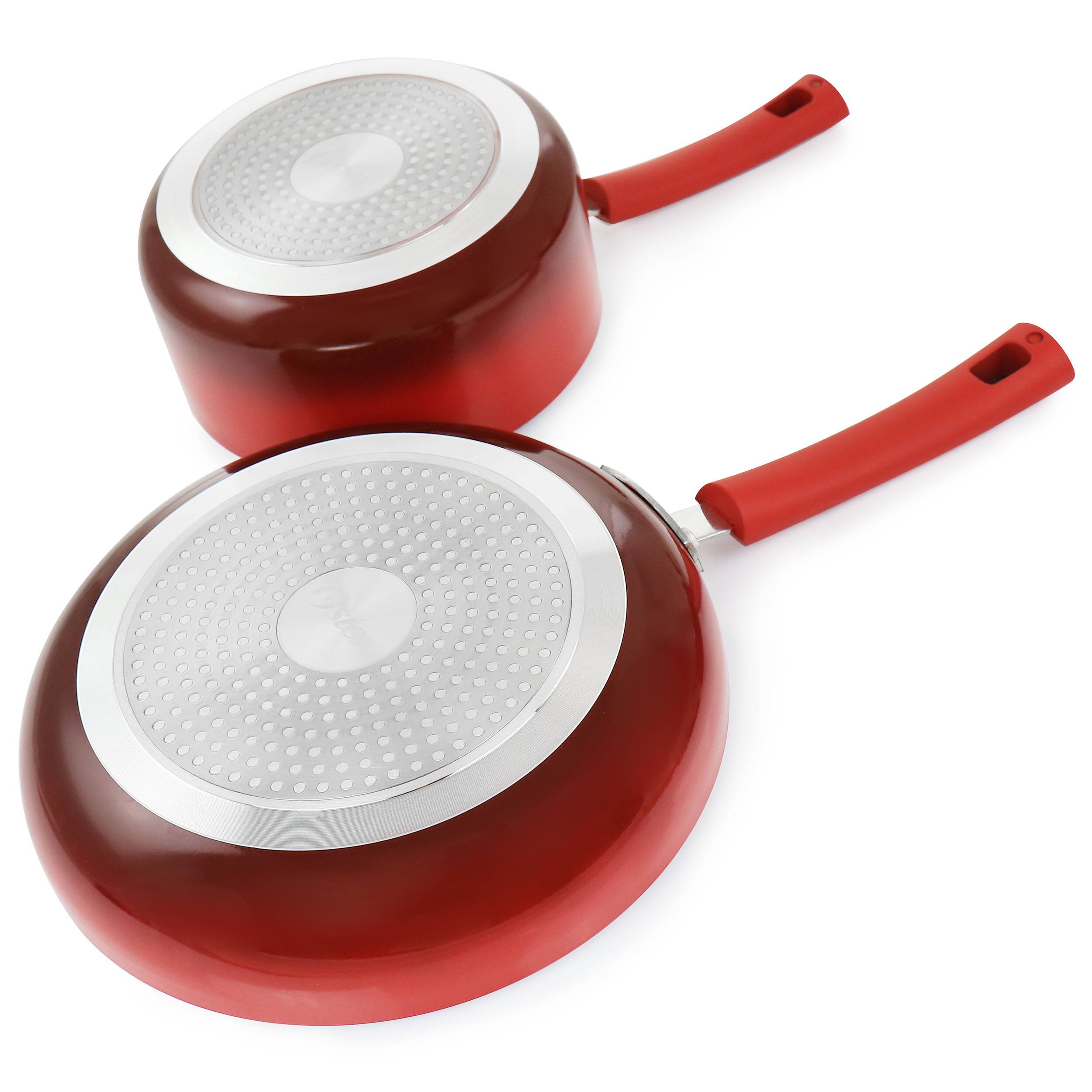 Alt View 3. Oster - Oster 7 Piece Non Stick Aluminum Cookware Set in Red - Red.