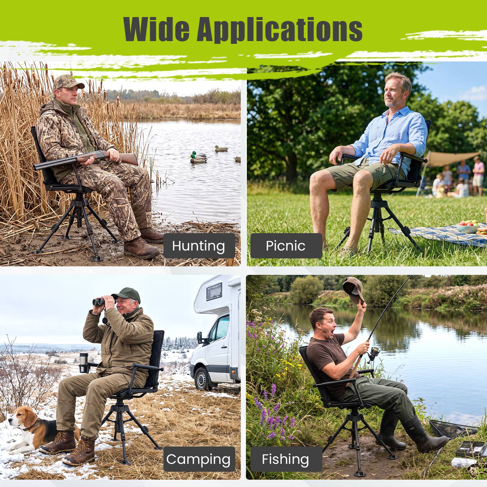 Wide Applications

- Hunting
- Picnic
- Camping
- Fishing