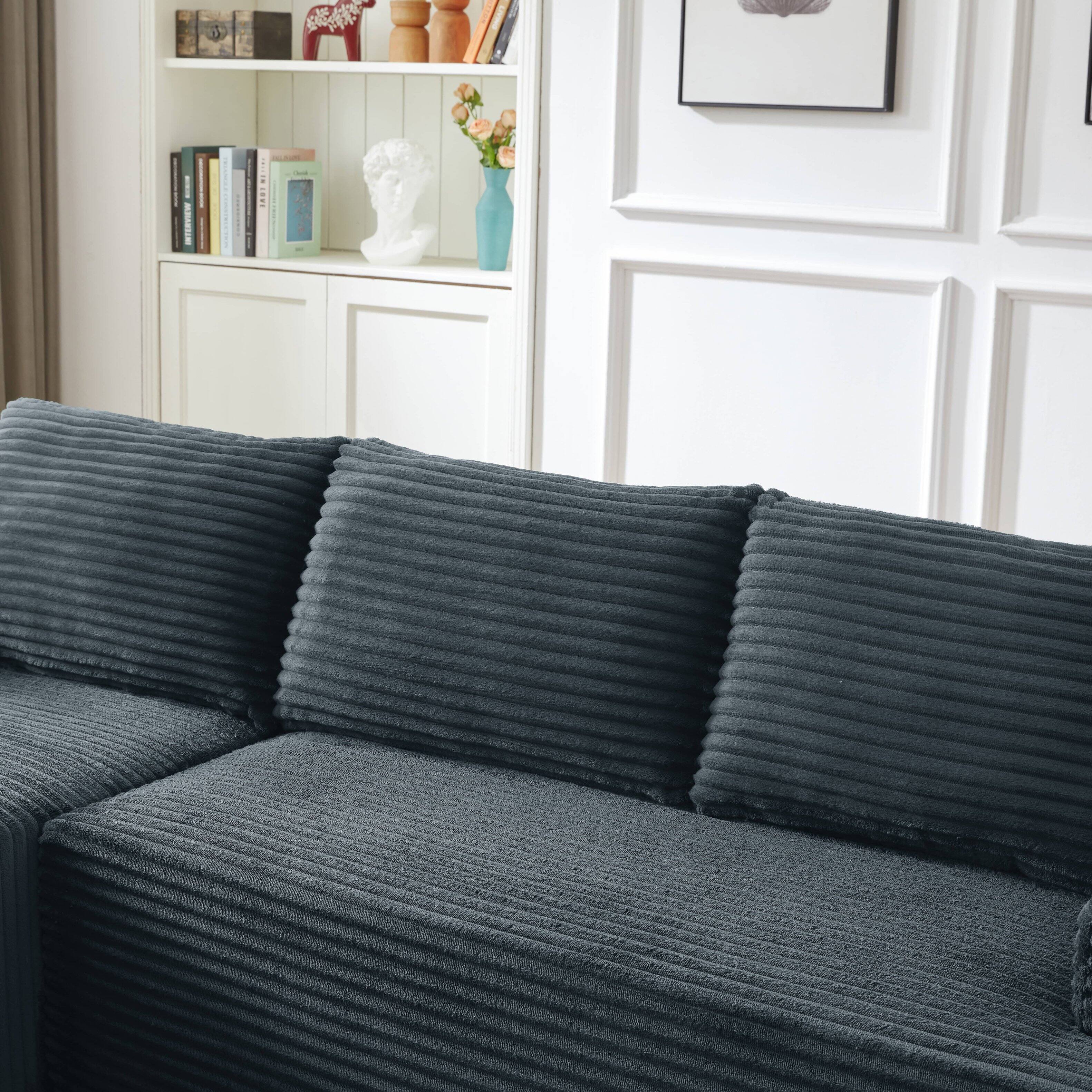 Alt View 2. Anysun - L-Shaped Modular Cloud Sectional Sofa with Deep Seat – No Assembly Required, Left Facing - Dark Gray.